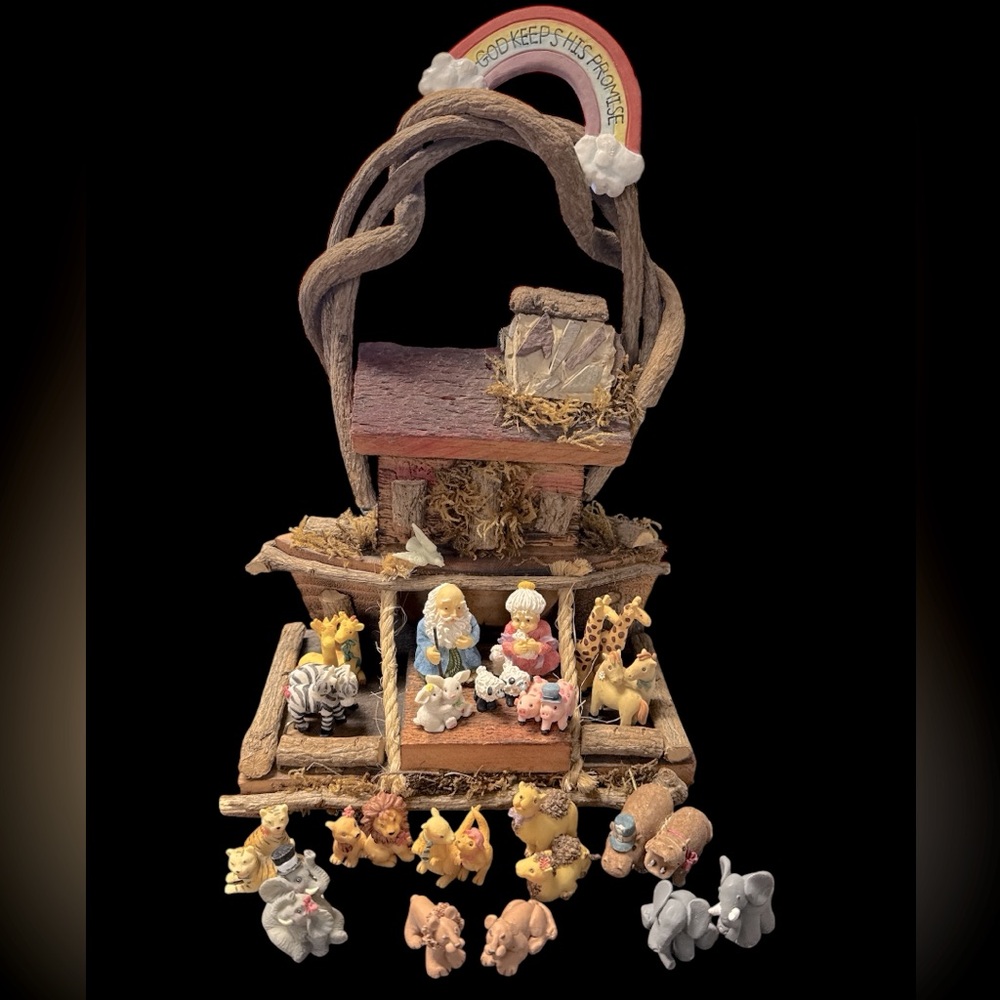Noah’s Ark with Noah and wife, Naamah along with with animals. (4-'H) Christmas.